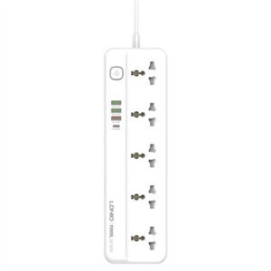 5 Power Socket 4 USB Multi-Function (1PD 20W+1QC 18W+2 Auto-Id) Perfect Home/Office Charging Station Power Strip White EU PlugElectric Market Pakistan