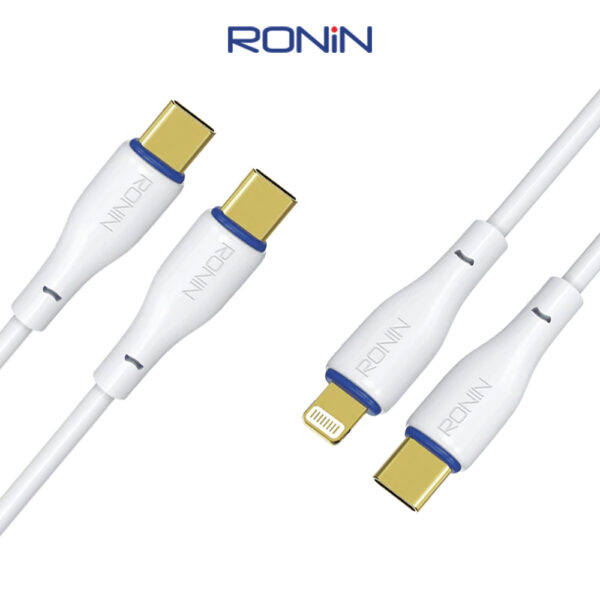 Ronin Fast Charging Data Cables – Type C to Type C (60W) & Type C to iPhone (27W) | 1m Length | PD Compatible  Electric Market Pakistan
