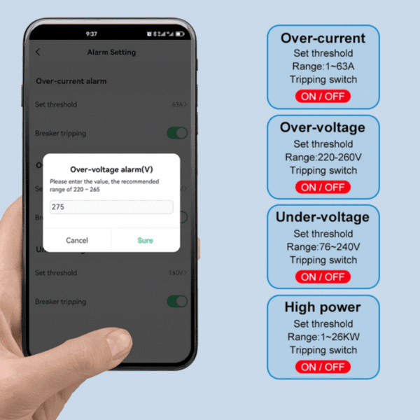 WiFi Smart Circuit Breaker 63A – DIN Rail | App & Voice Control | Energy Monitoring | Tuya & Alexa Compatible 5  Electric Market Pakistan