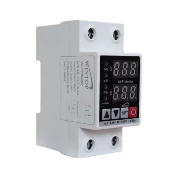 63A Adjustable Voltage & Current Protector | Din Rail Over:Under Voltage Protection Device | 220V Surge Guard for Home & Industrial Use 1  Electric Market Pakistan