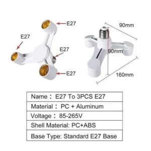 3-in-1 E27 to E27 LED Bulb Socket Splitter Adapter - Lamp Holder-1
