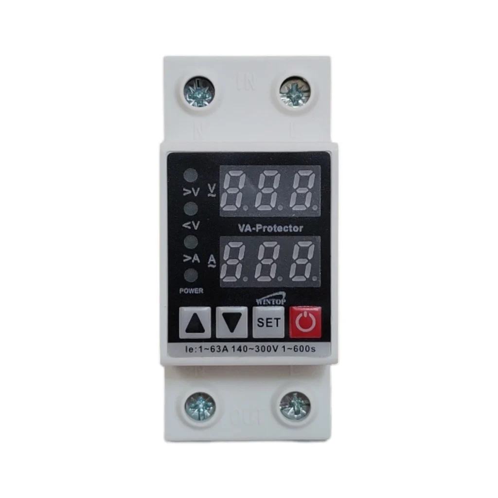 63A Adjustable Voltage Protector - Over:Under Voltage & Surge Guard, 220V AC-1