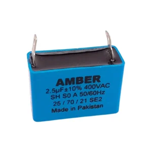 Amber 2.5uF 400V Capacitor - Ceiling Fan & Motor Starter, 50:60Hz-1