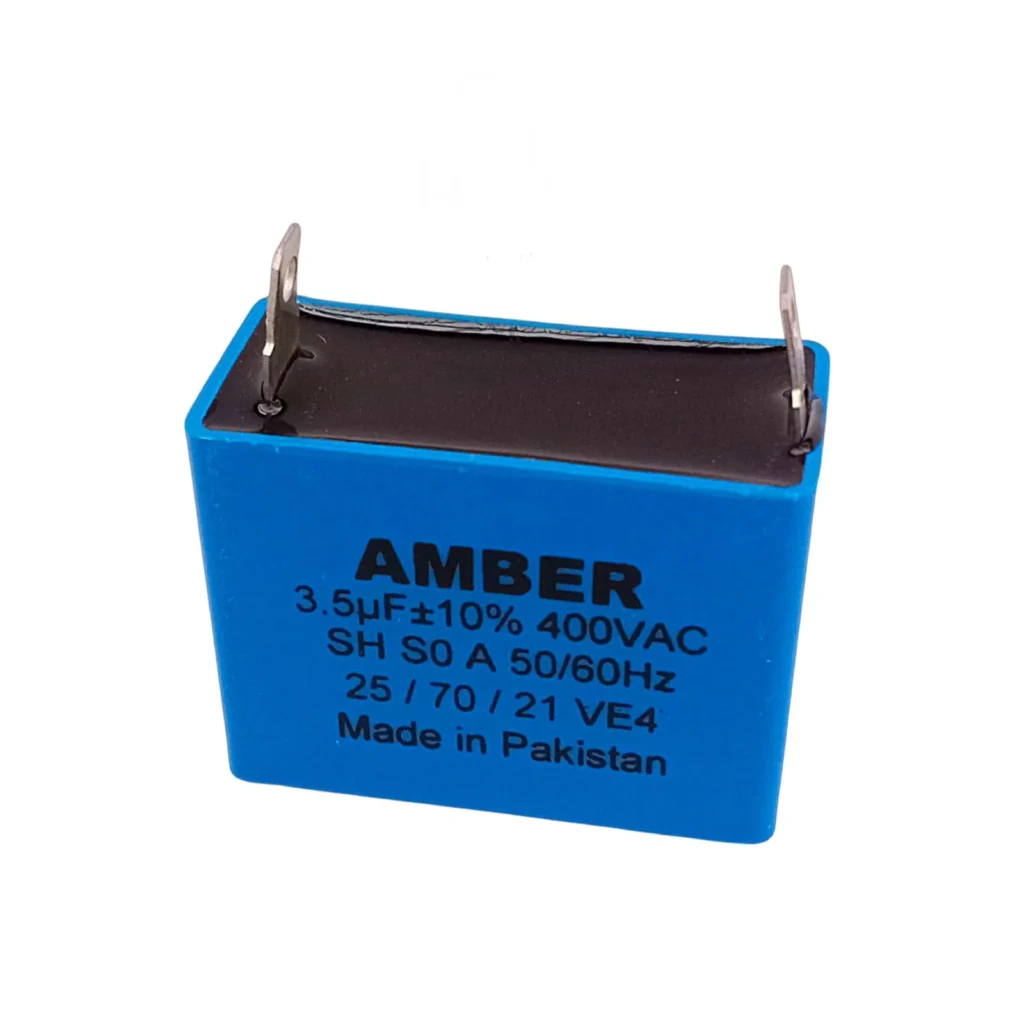 Amber 3.5uF 400V Capacitor - Ceiling Fan & Motor Starter, 50/60Hz