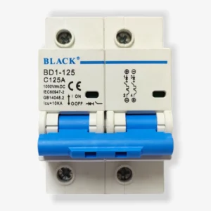 Black BD1-125 C125A 2 Pole DC 1000V Circuit Breaker - High-Current Solar & Industrial Protection-1