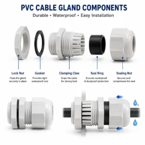 Waterproof PVC Cable Glands – Strain Relief Connectors (PG7 to PG63)
