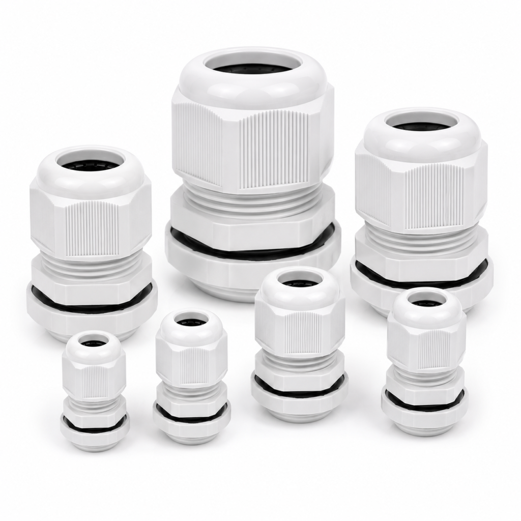 Waterproof PVC Cable Glands - Strain Relief Connectors (PG7 to PG63)