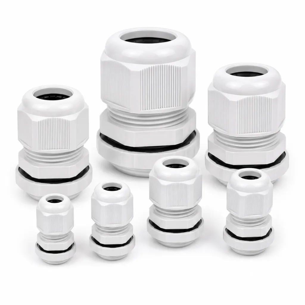 Waterproof PVC Cable Glands - Strain Relief Connectors (PG7 to PG63)