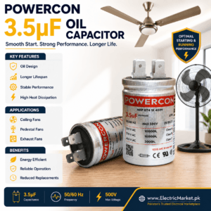 Powercon 3.5uF Oil Capacitor - for Ceiling & Pedestal Fans