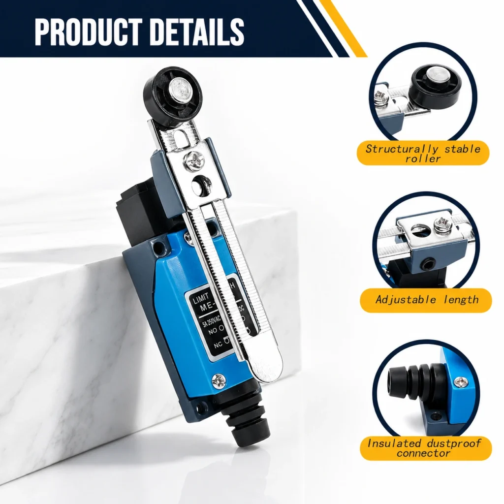 Limit Switch (ME-8108) - Adjustable Roller Arm, 5A 250V