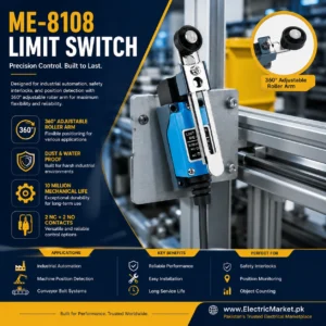 Limit Switch (ME-8108) - Adjustable Roller Arm, 5A 250V