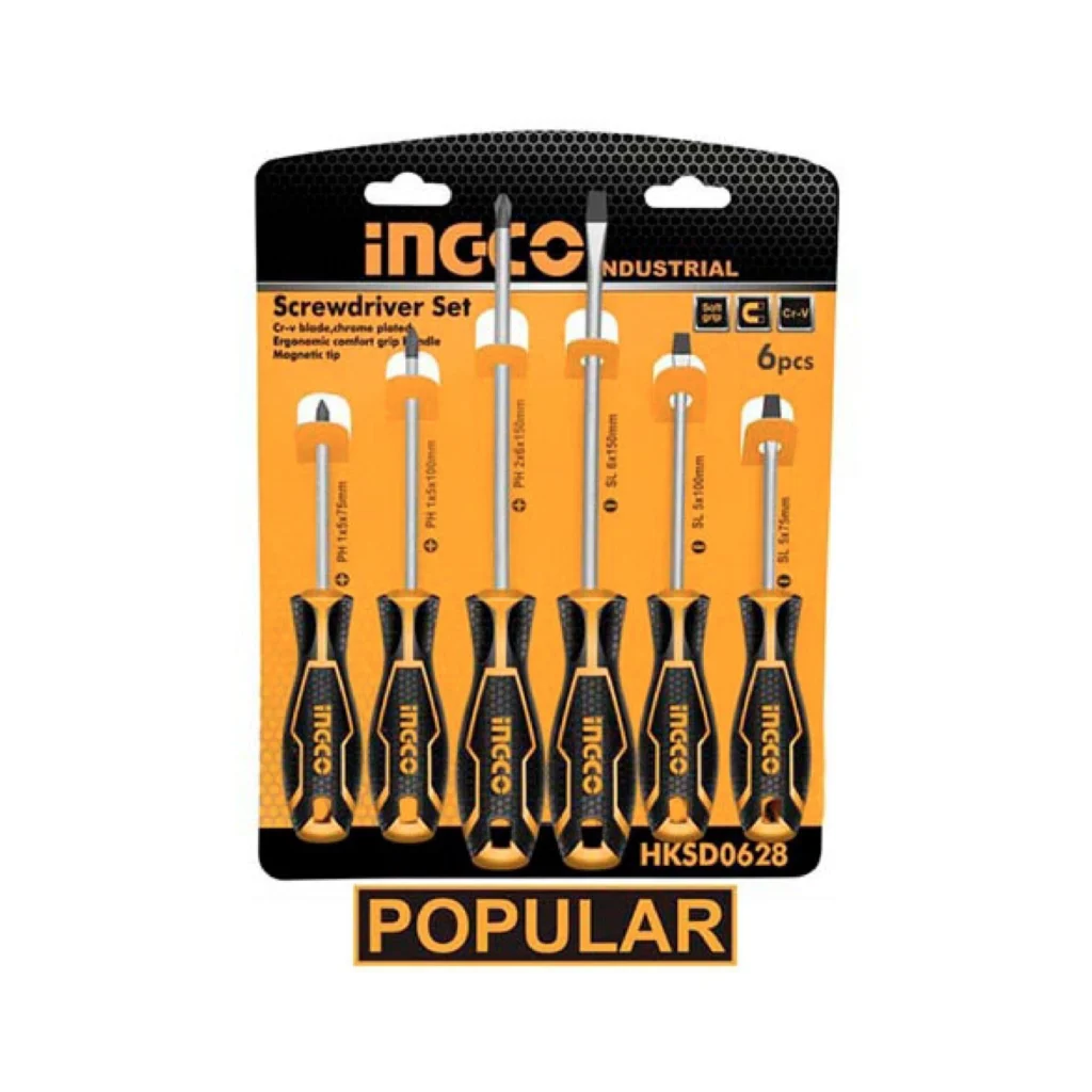 INGCO 6 Pcs Industrial Screwdriver Set - CR-V Steel