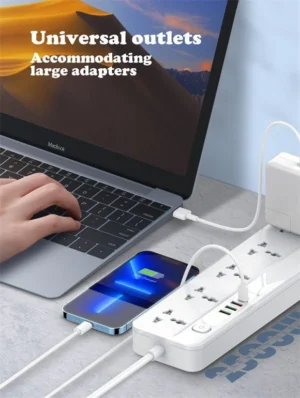 LDNIO SC5415 Power Strip - 5 Outlets, 4 USB Ports (20W PD & 18W QC3.0) - White EU Plug-1