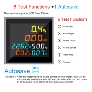 Mora 6-in-1 Digital Meter - Volts, Amps, kWh, Power Factor, Power, Frequency - 22mm Mount-2