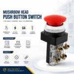 Mushroom Head Push Button Switch 38mm 1NO+1NC, 6A, AC 600V