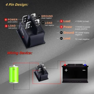 ON/OFF Rocker Switch - DPDT, 4-Pin, AC 250V/15A, with Indicator Light