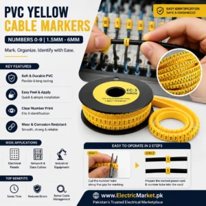 PVC Yellow Cable Markers Labels - Number 0-9, 1.5-6mm