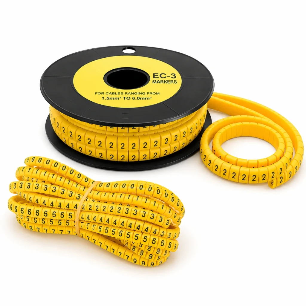 PVC Yellow Cable Markers Labels - Number 0-9, 1.5-6mmPVC Yellow Cable Markers Labels - Number 0-9, 1.5-6mm