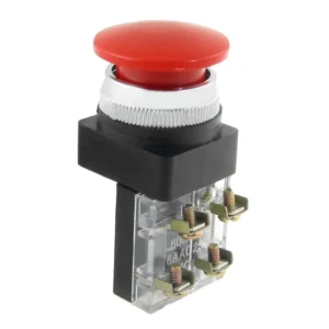 Red Mushroom Head Push Button Switch - Momentary, 600V AC, 1 NO + 1 NC-1
