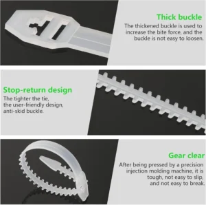Reusable Fishbone Cable Ties - 16cm (6.1 inch), Ultra-Strong Wire Zip Straps (Pack of 50)-1