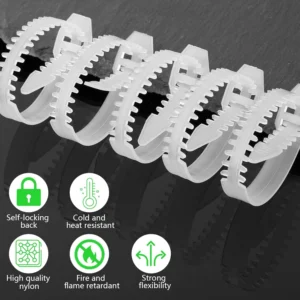 Reusable Fishbone Cable Ties - 16cm (6.1 inch), Ultra-Strong Wire Zip Straps (Pack of 50)-1