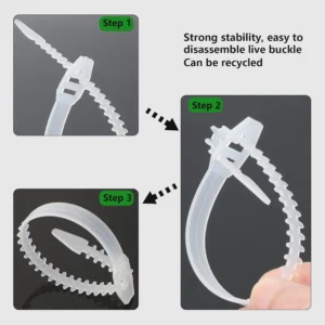 Reusable Fishbone Cable Ties - 16cm (6.1 inch), Ultra-Strong Wire Zip Straps (Pack of 50)-1