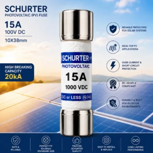 SCHURTER 15A, 100VDC PV Fuse - Photovoltaic Solar System ProtectionSCHURTER 15A, 100VDC PV Fuse - Photovoltaic Solar System Protection