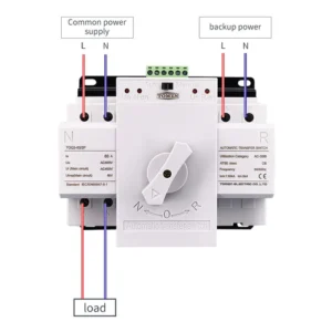 Tomzn TOQ3 2 Pole Automatic Transfer Switch (ATS) - 63A:125A, 220V AC-4