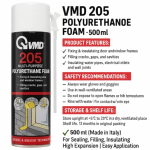 VMD 205 PU Foam Spray - 500ml, Insulation & Gap Filler (Made in Italy)
