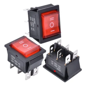 3-Position DPDT ON-OFF-ON Rocker Switch with LED, 6-Pin KCD2
