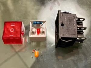 3-Position DPDT ON-OFF-ON Rocker Switch with LED, 6-Pin KCD2