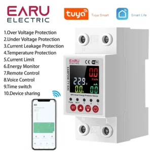 Earu Electric Smart WiFi Circuit Breaker & Energy Meter with Adjustable Protections (1-63A)