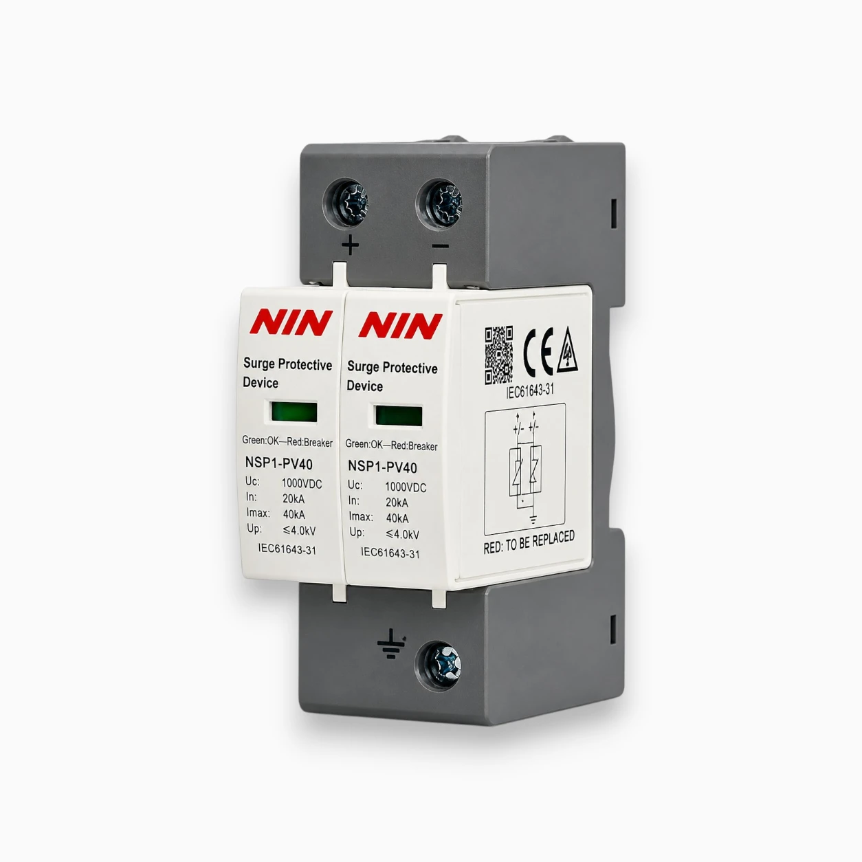 NSP1-PV40 DC Surge Protective Device 2 Pole 40kA | 1000V DC SPD for Solar PV Systems NSP1-PV40 DC Surge Protective Device 2 Pole 40kA | 1000V DC SPD for Solar PV Systems
