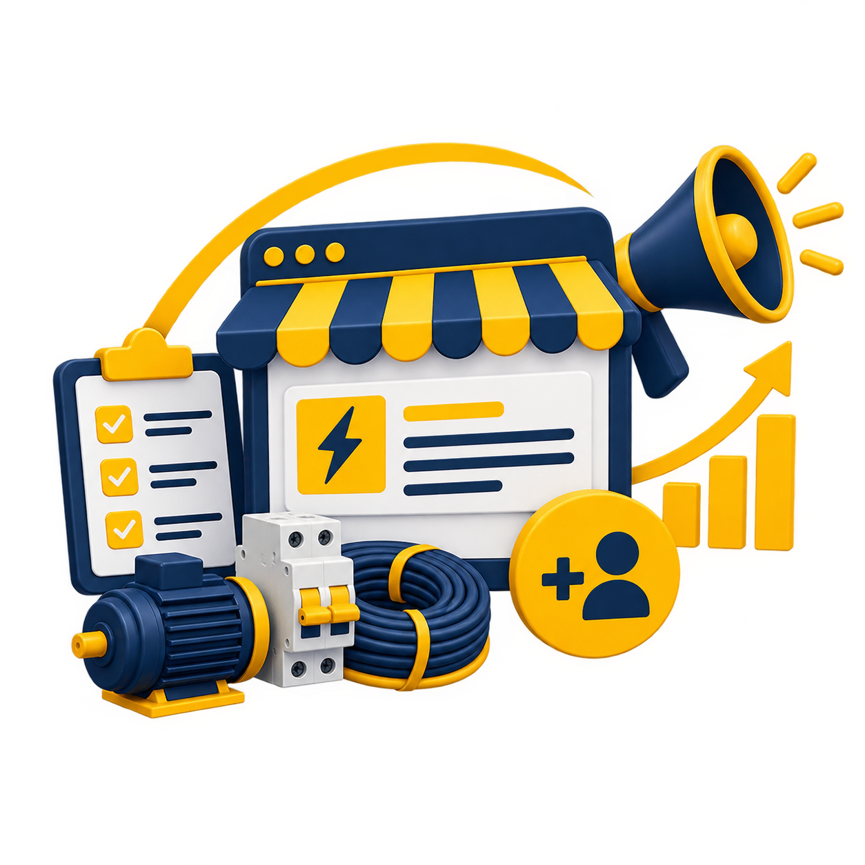Navy and Gold E Commerce Growth Icon